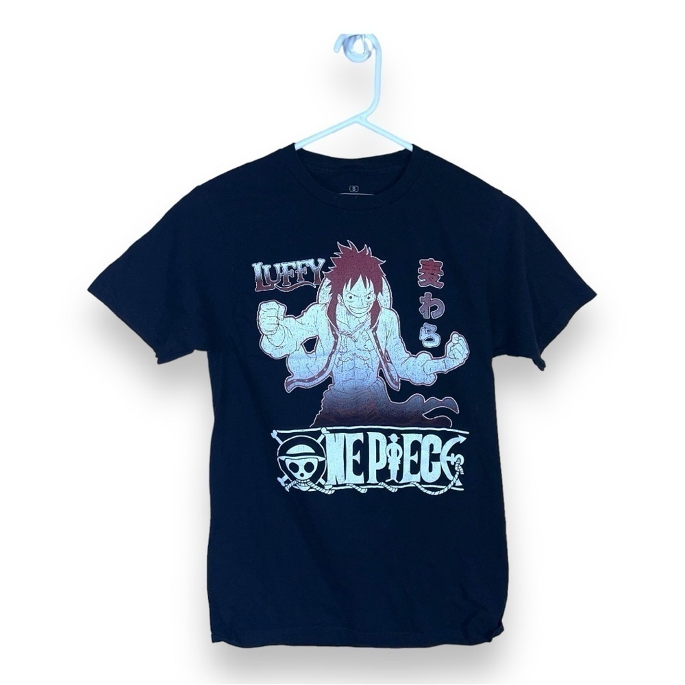 SMALL ANIME TEE LUFFY SHORT SLEEVE RIPPLE TSHIRT CASUAL BLACK